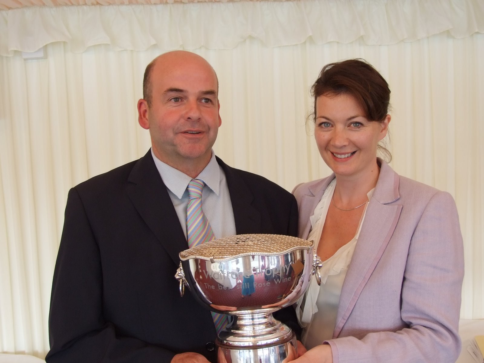 John and Kim Waitrose trophy for the best still rose UK